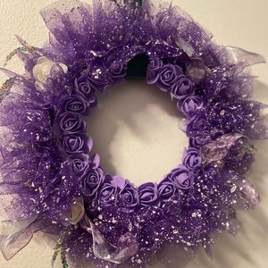 Handmade Lavender rose/mesh wreath